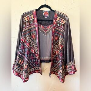 Johnny Was Velvet Ravi Bolero Multicolor Embroidery- XL